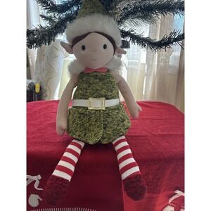 Aurora Christmas Santa Green White Red Elf 15" Tall With Santa Hat NOS